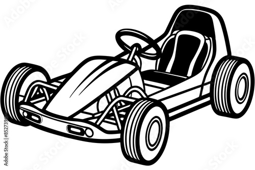 Simple black and white go kart racing car