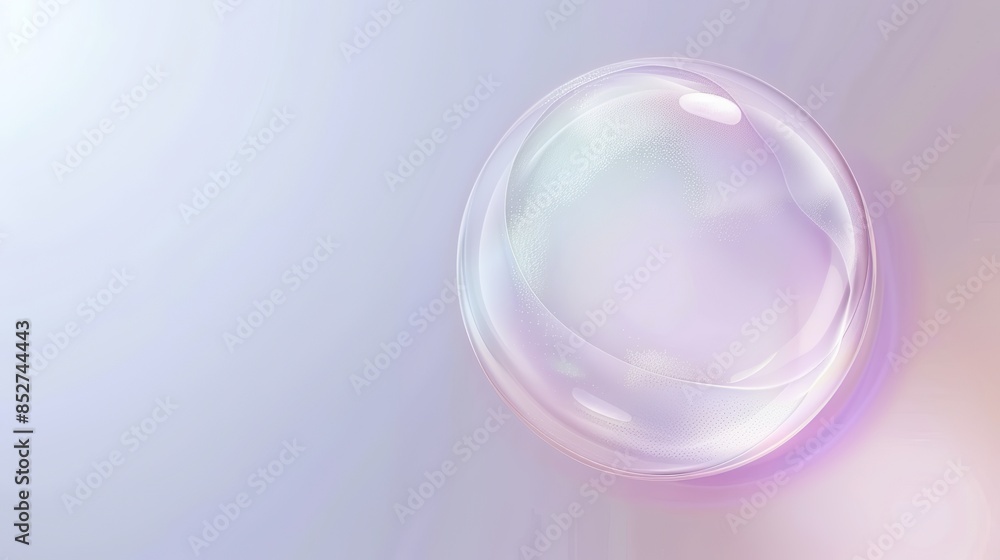 Obraz premium Minimalist abstract background featuring a holographic and light blue gradient with a central large round sphere, soft pastel colors, and colorful gradients, creating a simple, high-resolution, and hi