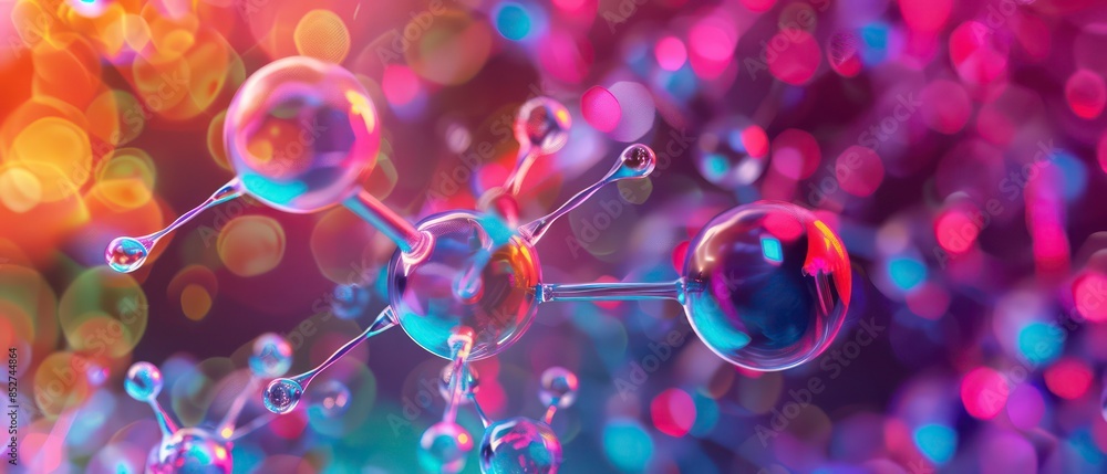 Interconnected molecular structures with vibrant hues, creating a dynamic and high-contrast background Interconnected molecular structures with vibrant hues, creating a dynamic and high-contrast background