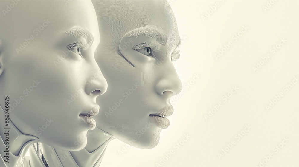 Ethereal connection between a man and woman with albinism, captured in a delicate portrait. Ethereal connection between a man and woman with albinism, captured in a delicate portrait.