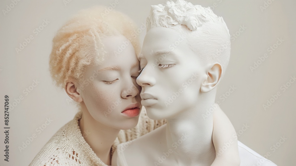 Portrait of a person with albinism, highlighting their unique features and beauty. Portrait of a person with albinism, highlighting their unique features and beauty.