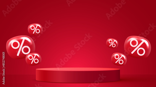 Colorful discount sale podium. Special offer composition.