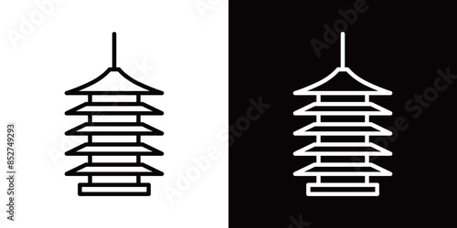 シンプルな五重塔の線画アイコン