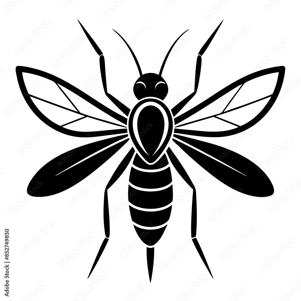 Fototapeta premium Mosquito icon logo on white background.