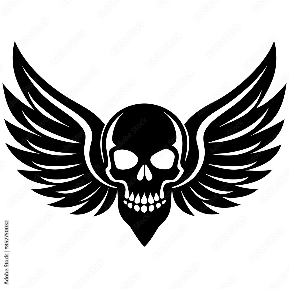 Fototapeta premium Skull Wings vector silhouette