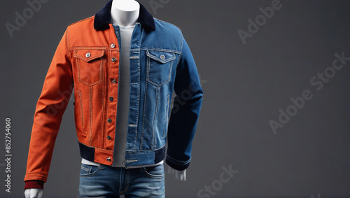 Mannequin dressed in a casual men's outfit, featuring a trendy jacket and jeans combo, Generative AI photo