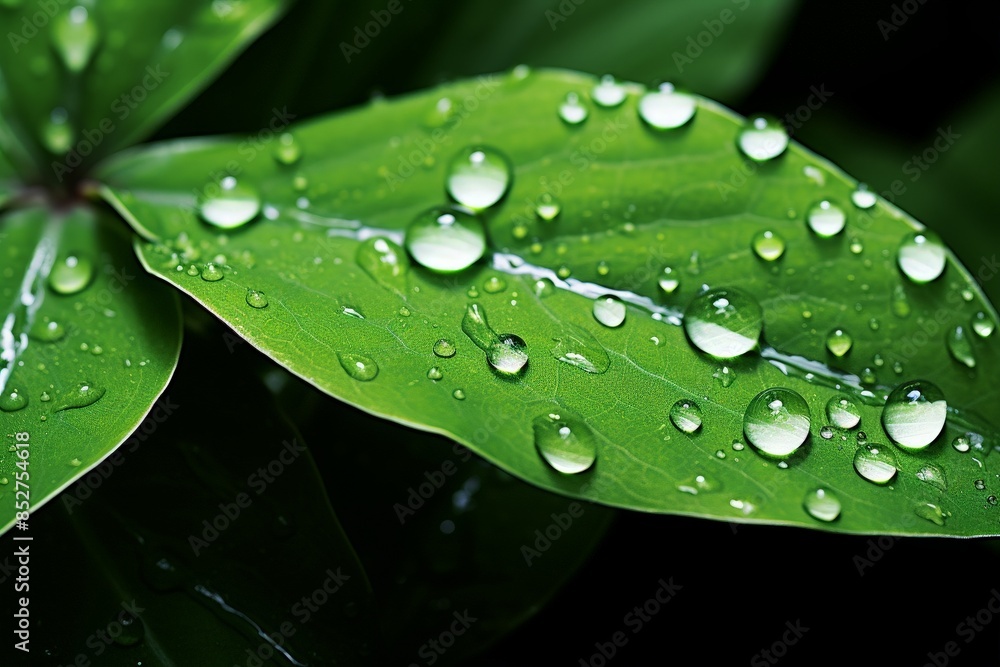 A close-up of a leaf with dew drops, capturing the delicate and fresh beauty of nature in the early morning.
A close-up of a leaf with dew drops, capturing the delicate and fresh beauty of nature in the early morning.