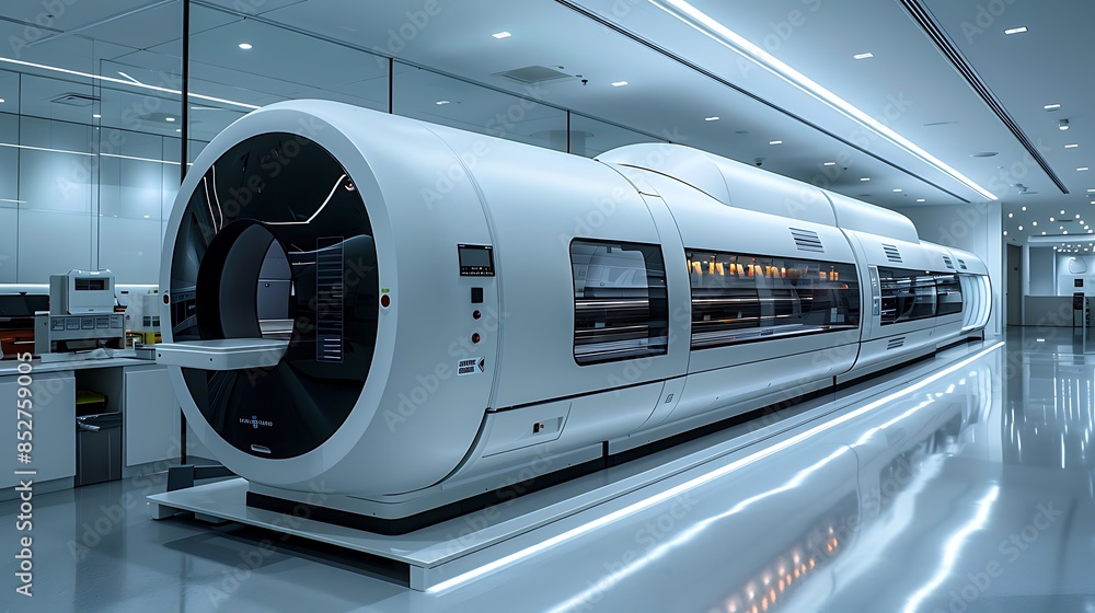 A modern, white, futuristic train car inside a clean, high-tech train station. A modern, white, futuristic train car inside a clean, high-tech train station.