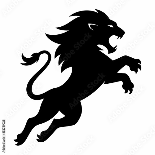 Angry lion in a jump silhouette vector illustration  © Sumondesigner_42