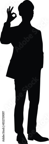 Executive men in different mood standing, walking and leaning silhouette  