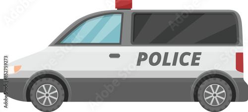 Illustration of a police van parked up with lights flashing, ready to respond to an emergency