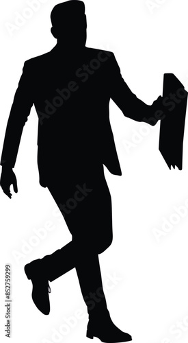 Executive men in different mood standing, walking and leaning silhouette  