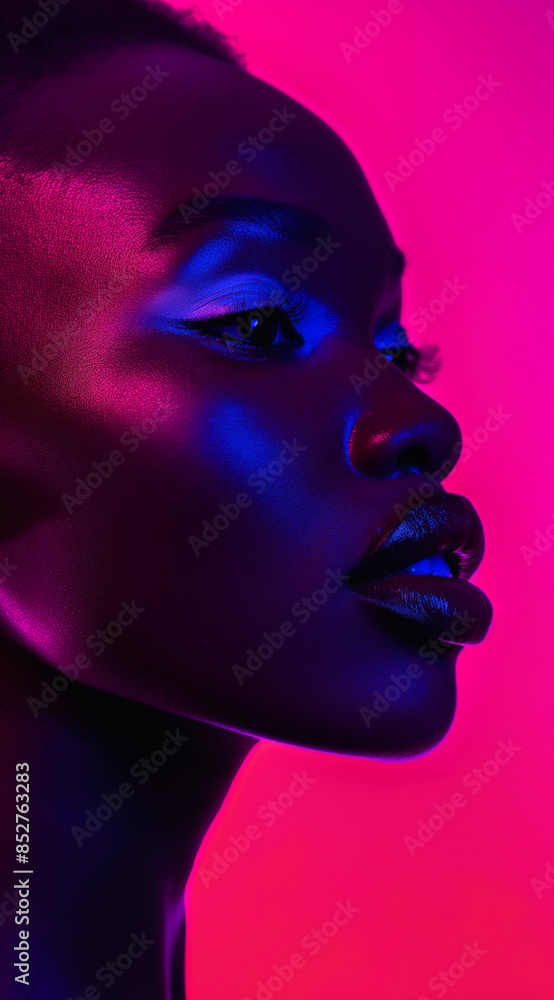Beautiful black woman with neon lights Beautiful black woman with neon lights