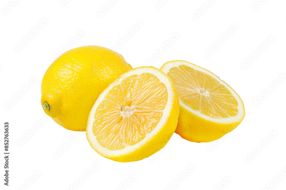 Fresh Whole and Sliced Lemon on Transparent Fresh Whole and Sliced Lemon on Transparent