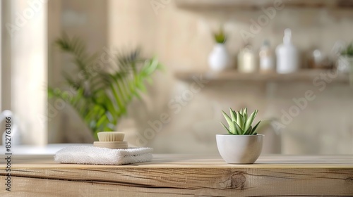 Wallpaper Mural bathroom interior - stand-podium for displaying cosmetics and product on abstract light background Torontodigital.ca