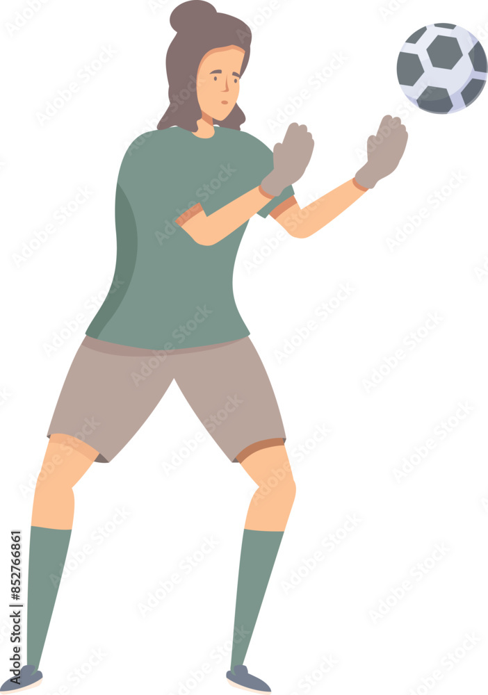 Female soccer player is wearing gloves and is catching a ball Female soccer player is wearing gloves and is catching a ball