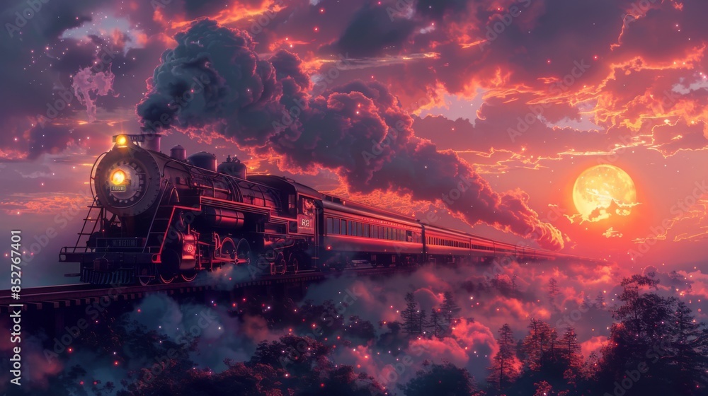steam train in the night steam train in the night