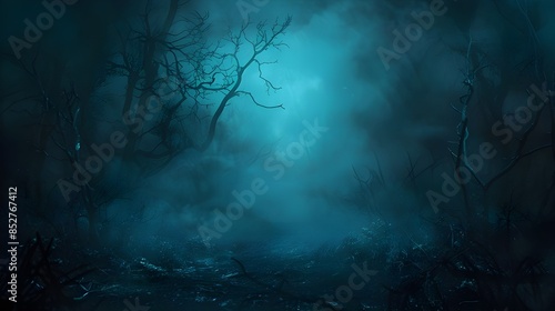 horror background with spooky trees and cloudy environment with night view background genrated by AI.



