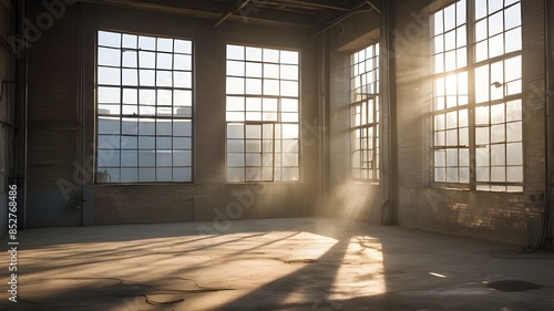 Wallpaper Mural ethereal sunlight streaming through a window in the interior of a run-down industrial Torontodigital.ca