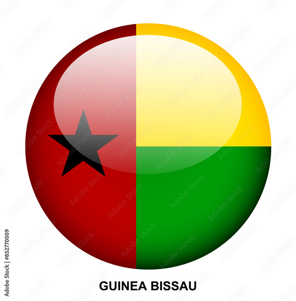 Fototapeta premium GUINEA BISSAU flag button on white background