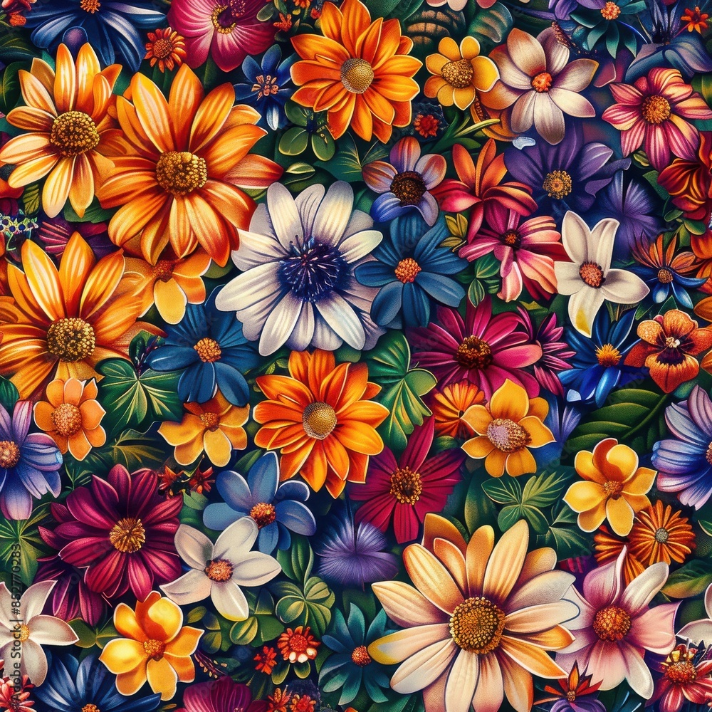 This image shows a vibrant bouquet of summer flowers, featuring various species in full bloom. The flowers are arranged in a dense cluster, creating a colorful and lively visual. The image captures th This image shows a vibrant bouquet of summer flowers, featuring various species in full bloom. The flowers are arranged in a dense cluster, creating a colorful and lively visual. The image captures th