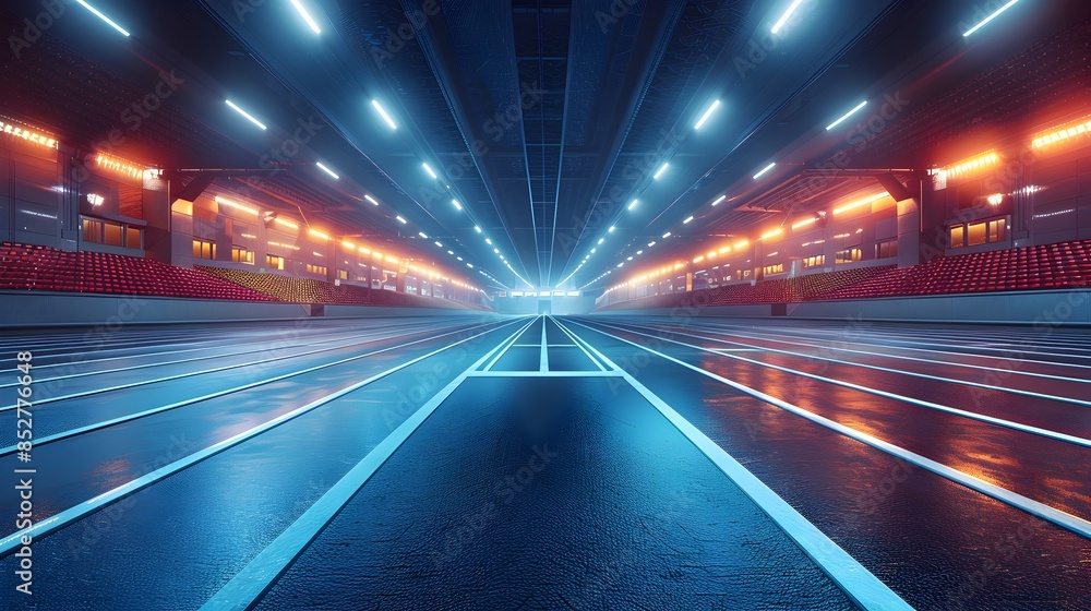 Fototapeta premium Futuristic 3D Rendered Indoor Sports Stadium with Innovative Microgrid System