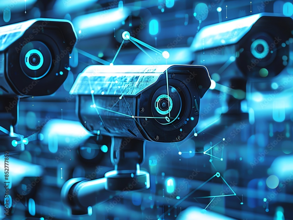 AI Security Surveillance An icon of AIenhanced security cameras ...