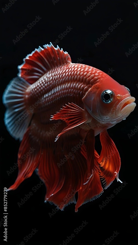 Fototapeta premium Red betta fish look beautiful on a dark background