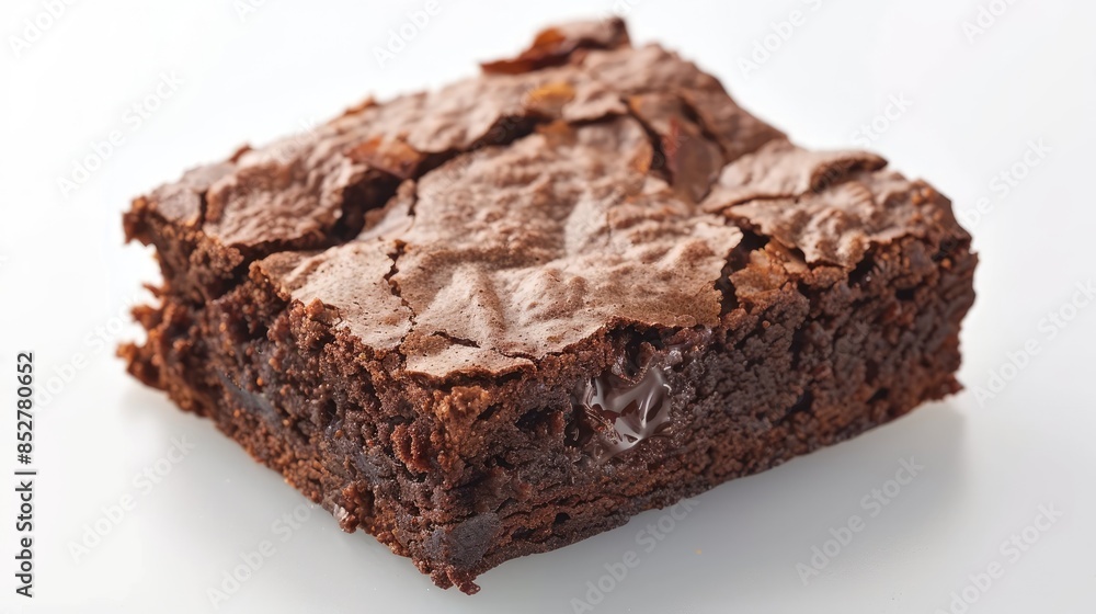 Chocolate brownie on a backdrop of white