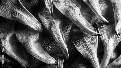 Abstract texture of sunflower seed husk in black and white photo