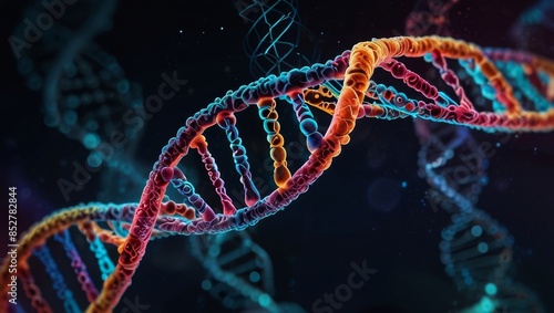 DNA Double Helix on Vibrant Abstract Background