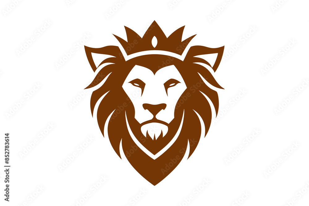 Obraz premium Lion head logo with wear crown vector illustration 