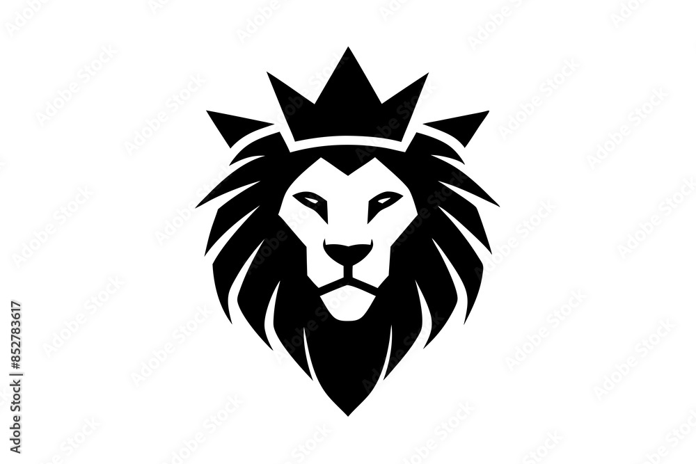 Lion head logo with wear crown vector illustration Lion head logo with wear crown vector illustration