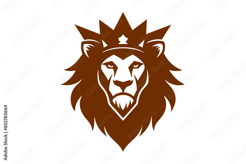 Fototapeta premium Lion head logo with wear crown vector illustration 