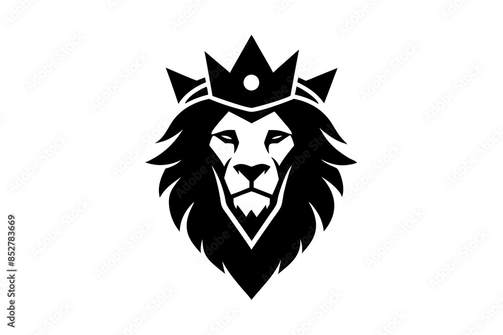 custom made wallpaper toronto digital Lion head logo with wear crown vector illustration