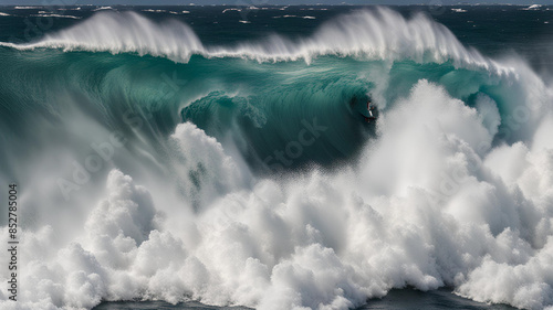 big and powerful waves in the middle of the ocean