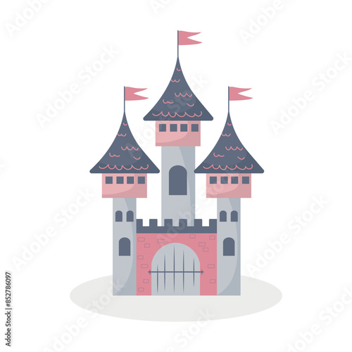 A castle for a princess on a white background. Vector illustration