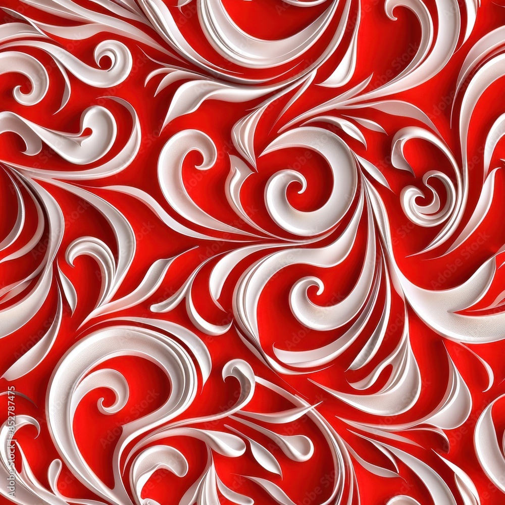 An intricate pattern of white paper cutouts in the shape of flowers and leaves is arranged on a solid red background. The paper cutouts are delicate and detailed, creating a 3D effect. The image is a An intricate pattern of white paper cutouts in the shape of flowers and leaves is arranged on a solid red background. The paper cutouts are delicate and detailed, creating a 3D effect. The image is a