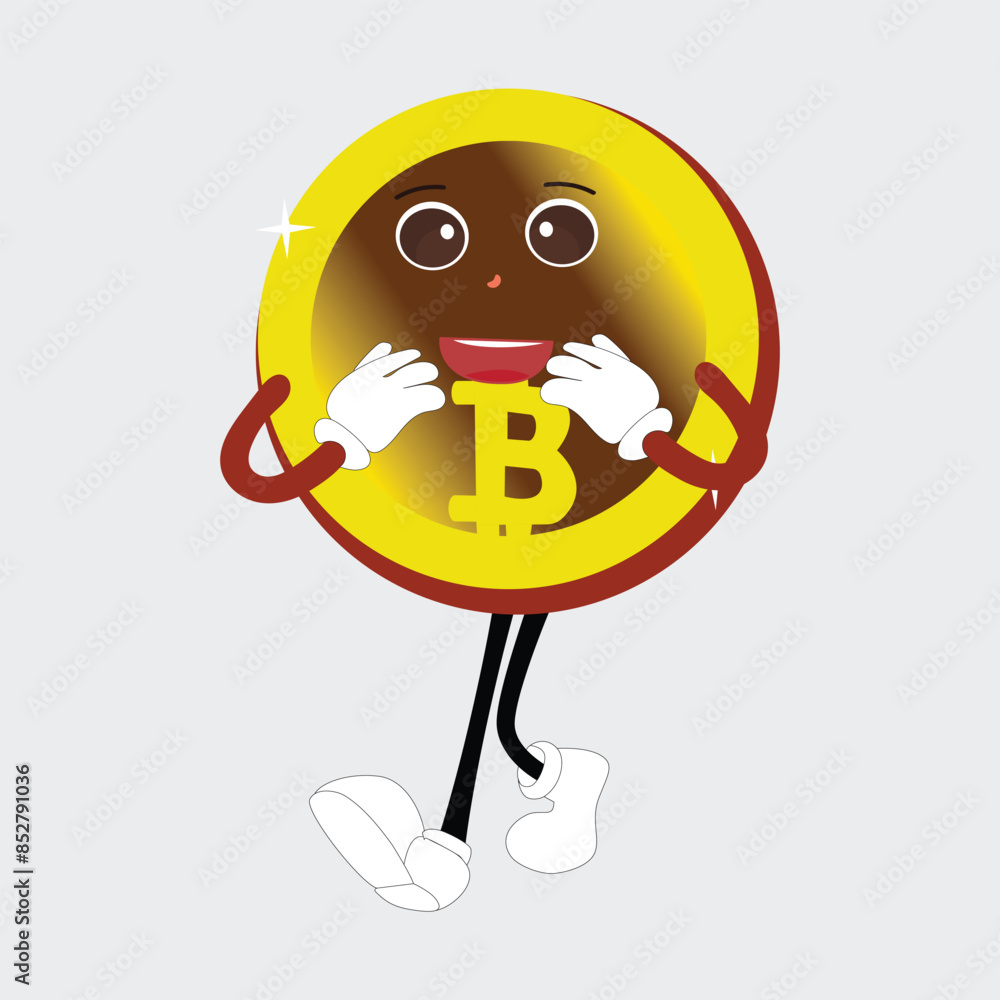 Bitcoin Crypto Currency Character Design Mascot, gestures of cute bitcoin characters. Vector illustrations of crypto coins. Cartoon funny gold mascots with legs and arms Bitcoin Crypto Currency Character Design Mascot, gestures of cute bitcoin characters. Vector illustrations of crypto coins. Cartoon funny gold mascots with legs and arms