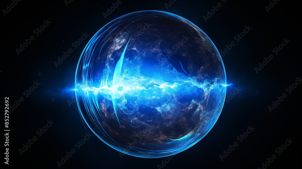 Luminous Blue Energy Sphere Pulsating With Electrical Power Luminous Blue Energy Sphere Pulsating With Electrical Power