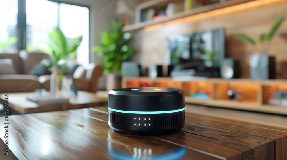 Smart Speaker. a chatbot integrated into a smart home device in the living room. Smart Speaker. a chatbot integrated into a smart home device in the living room.