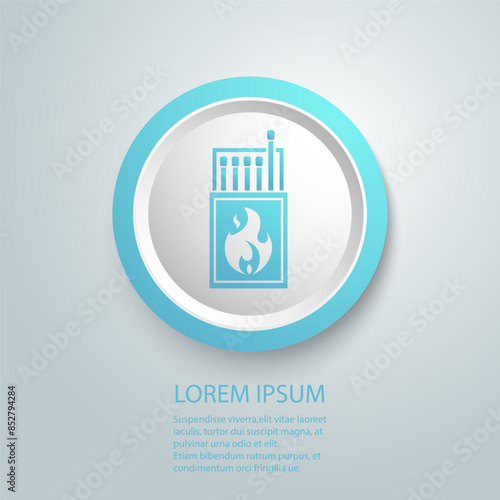 Matchbox Icon, Matchstick Icon, Matchbook Icon Vector Art Illustration Flat Sign