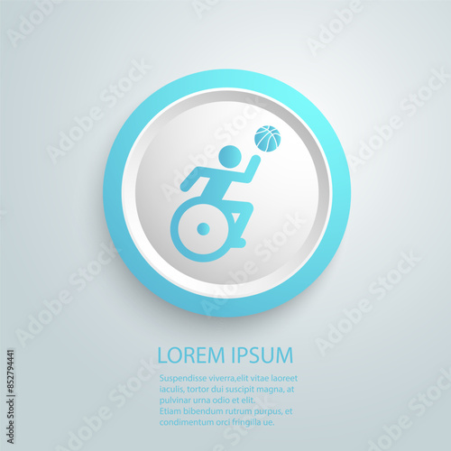 Wheelchair athlete playing basketball flat vector icon for sports apps and websites