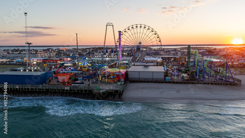 Aerial Drone of Seaside Heights Boardwalk