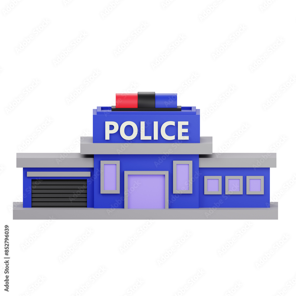 Police Office 3D Building Illustration Police Office 3D Building Illustration