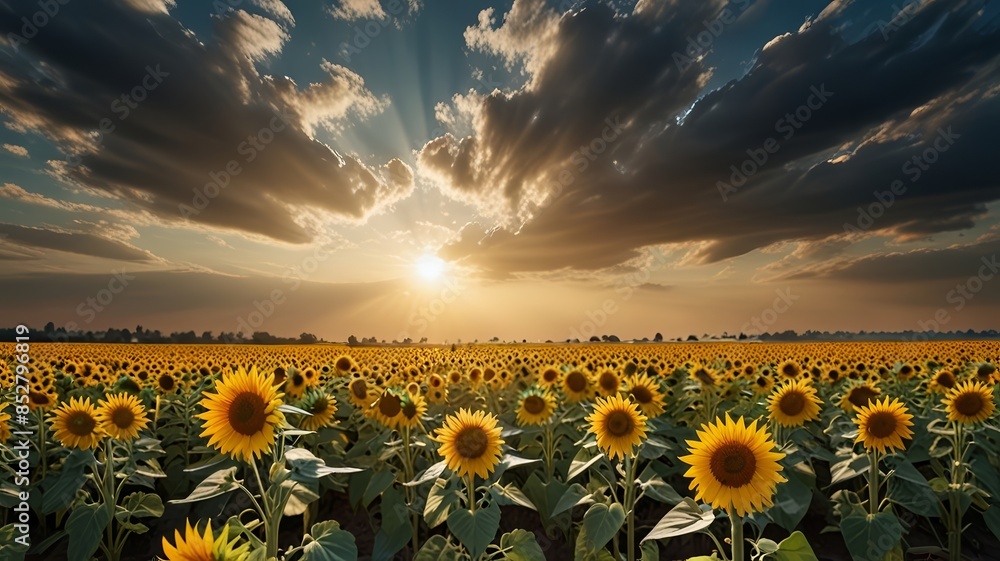 Obraz premium Sunflower Majesty: Towering Bloom in the Garden