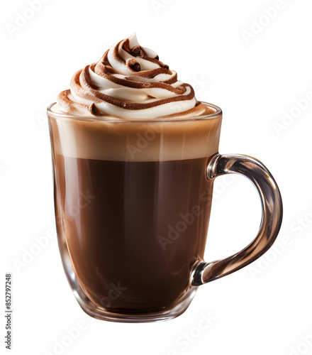 Ai generative mocha coffee cup with the image file extension png suitable for use as images in designs