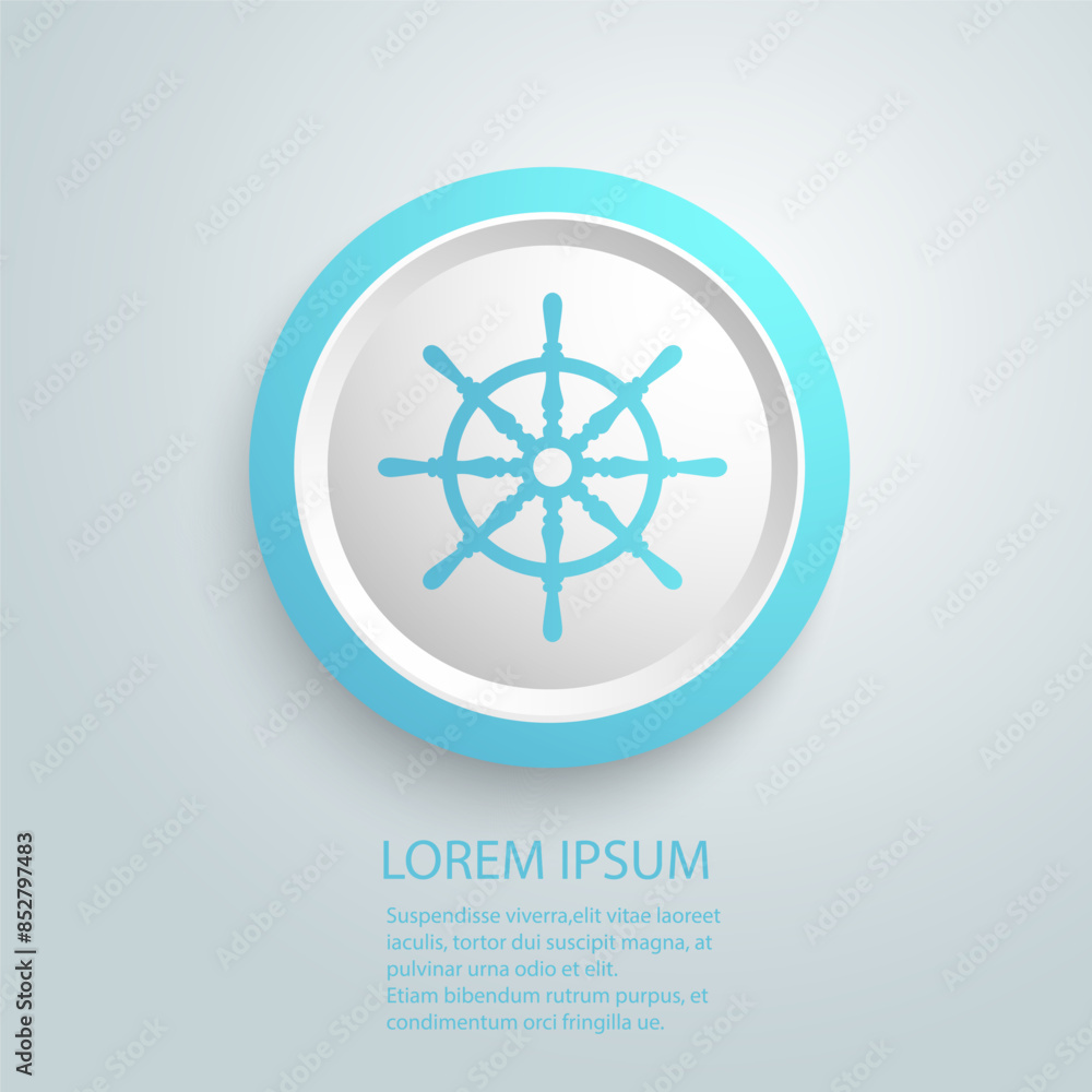 Ship and Boat Helm Steering Wheel and Illustration Logo Symbol