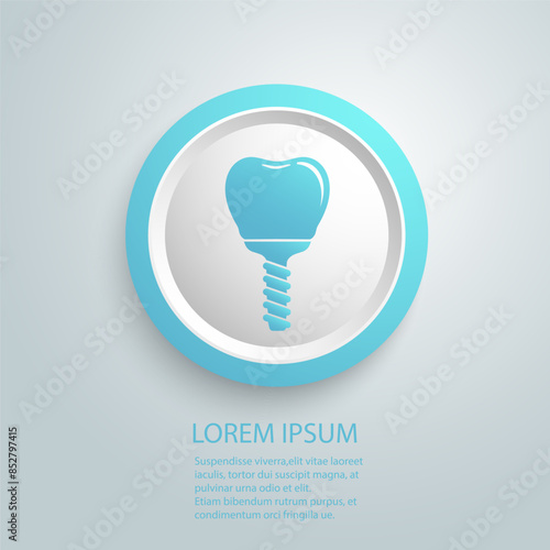 Dental Implant Icon, Tooth endosseous implant, Fixture Vector Art Illustration flat sign photo