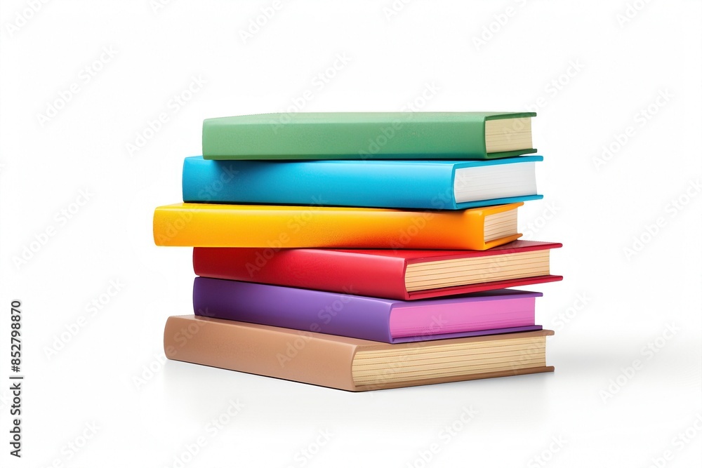 A stack of seven books with bright, solid-colored covers A stack of seven books with bright, solid-colored covers